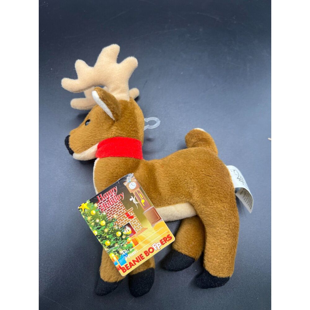 Reindeer Beanie Vintage 1997 Christmas Reindeer Beanie by Beanie Boppers
